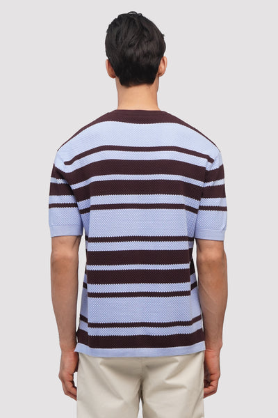 Men's Boxy Fit Striped Flat Knit Top