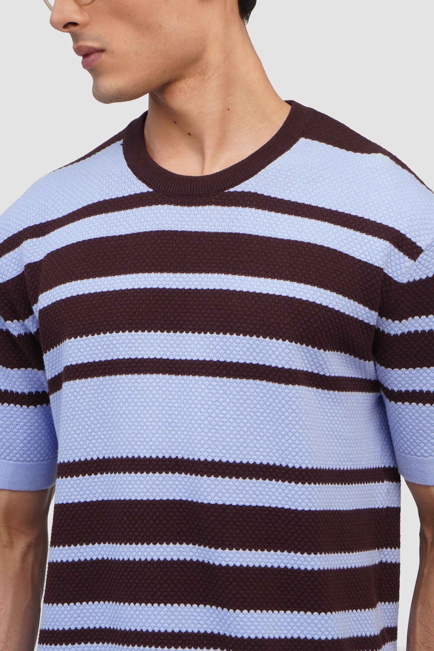 Men's Boxy Fit Striped Flat Knit Top