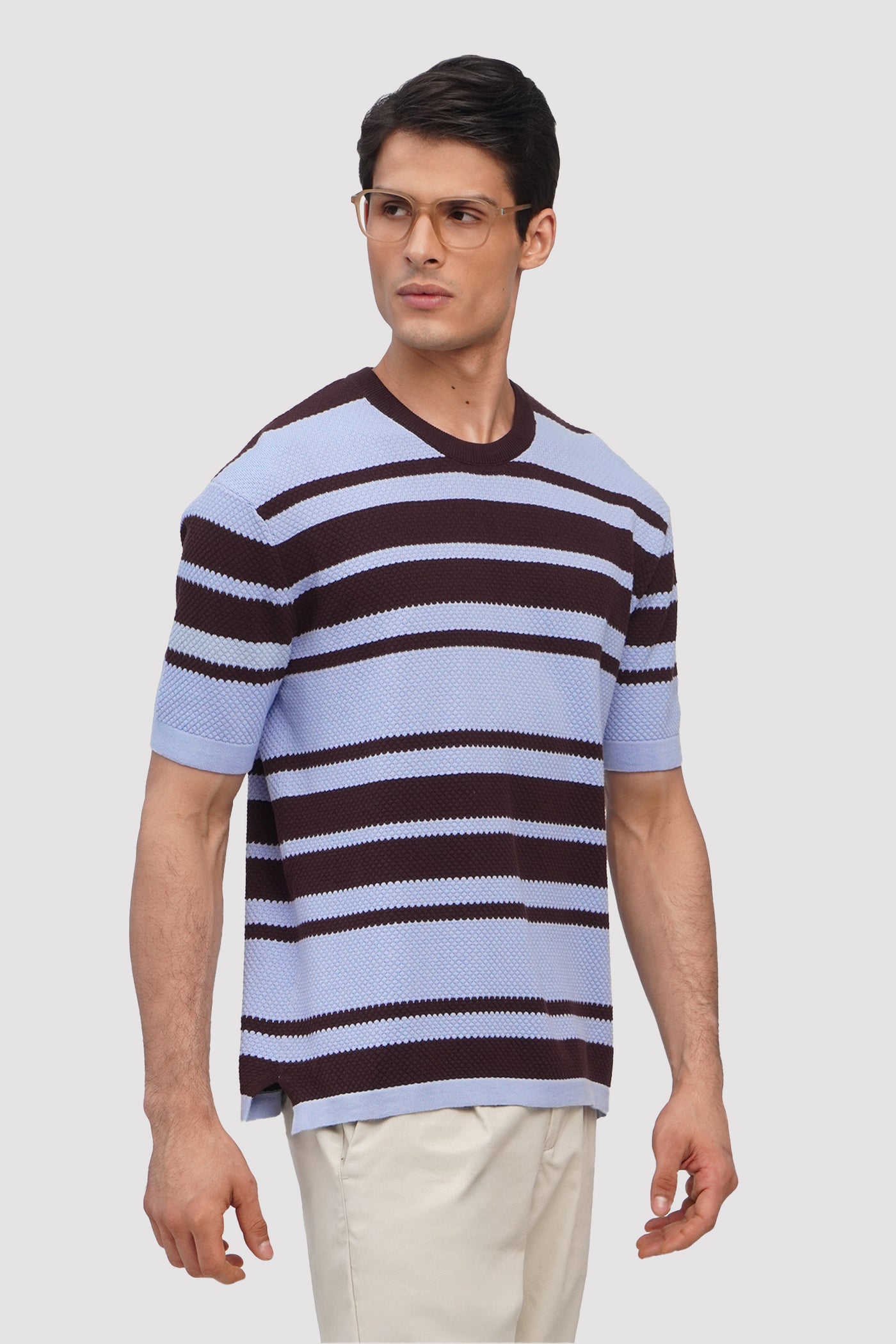 Men's Boxy Fit Striped Flat Knit Top