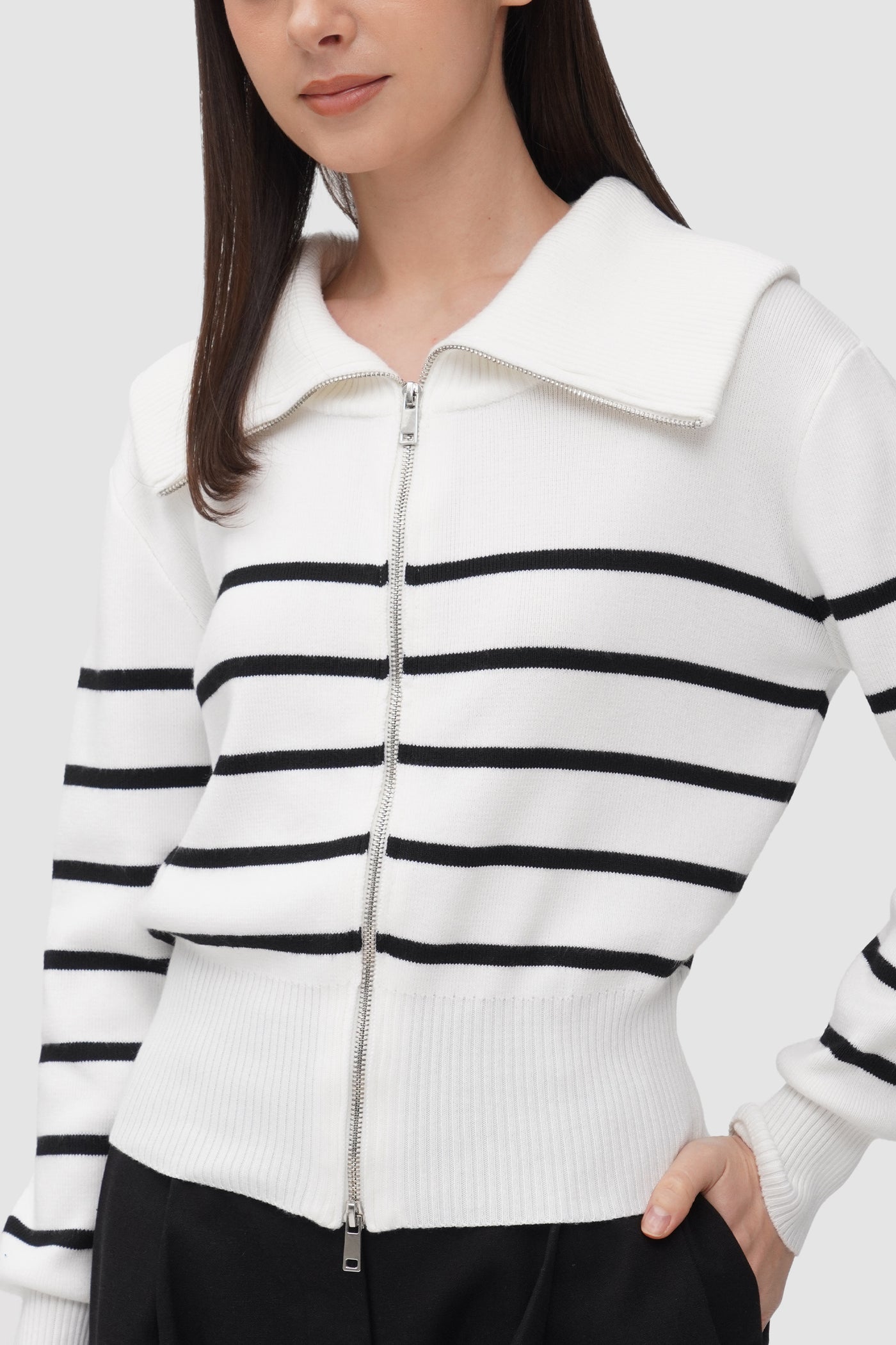 Zip-Up Knit Jacket