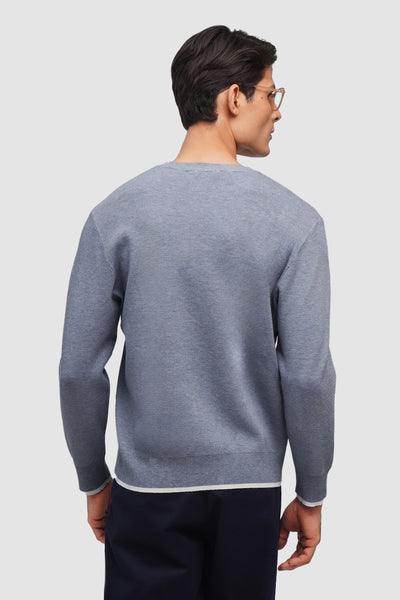 Soft Touch Flat Knit Pullover With Contrast Tipping