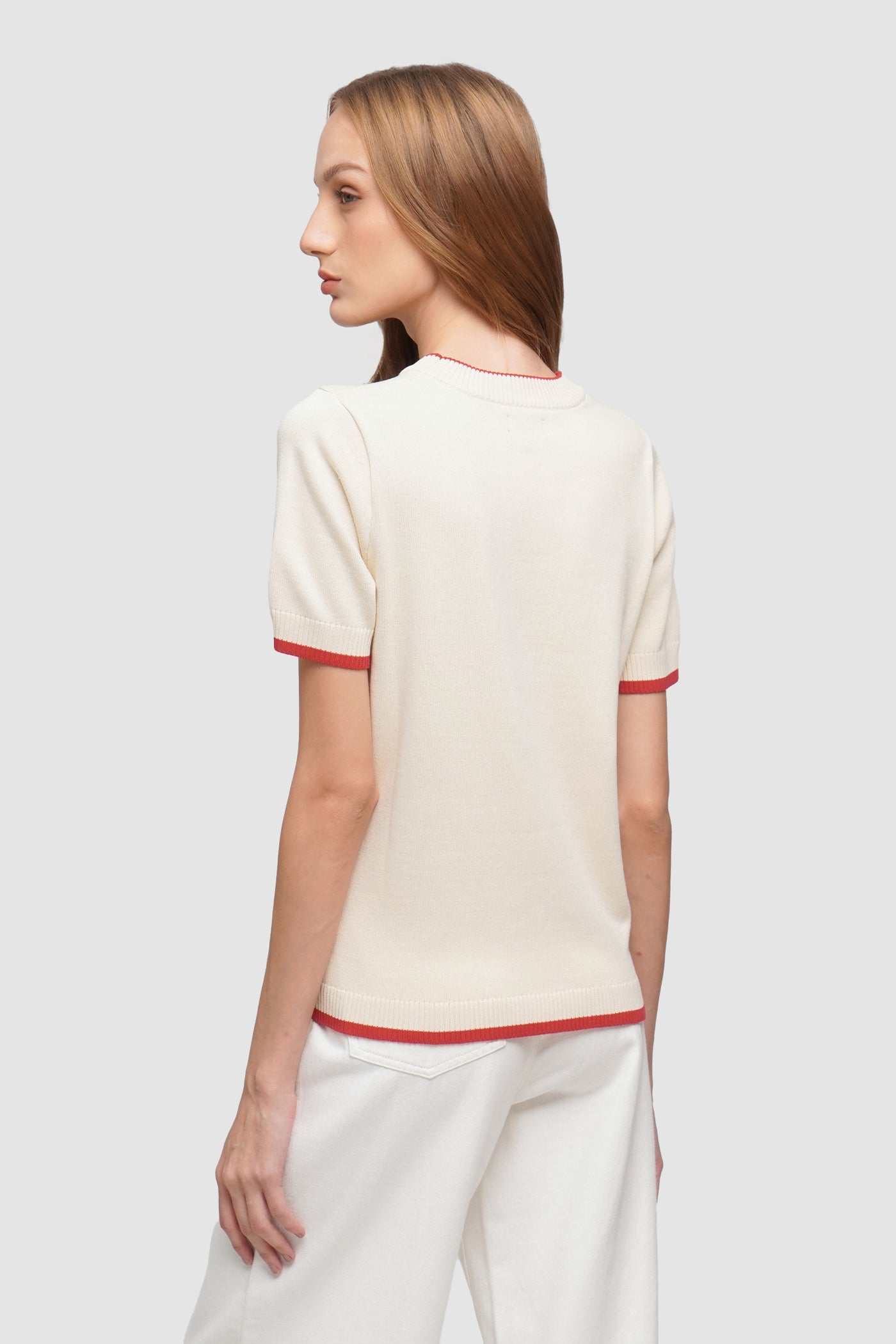 Flat Knit Tee with Contrast Tipping