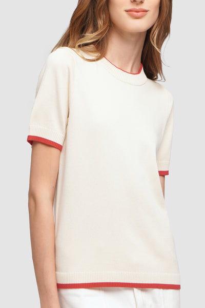 Flat Knit Tee with Contrast Tipping