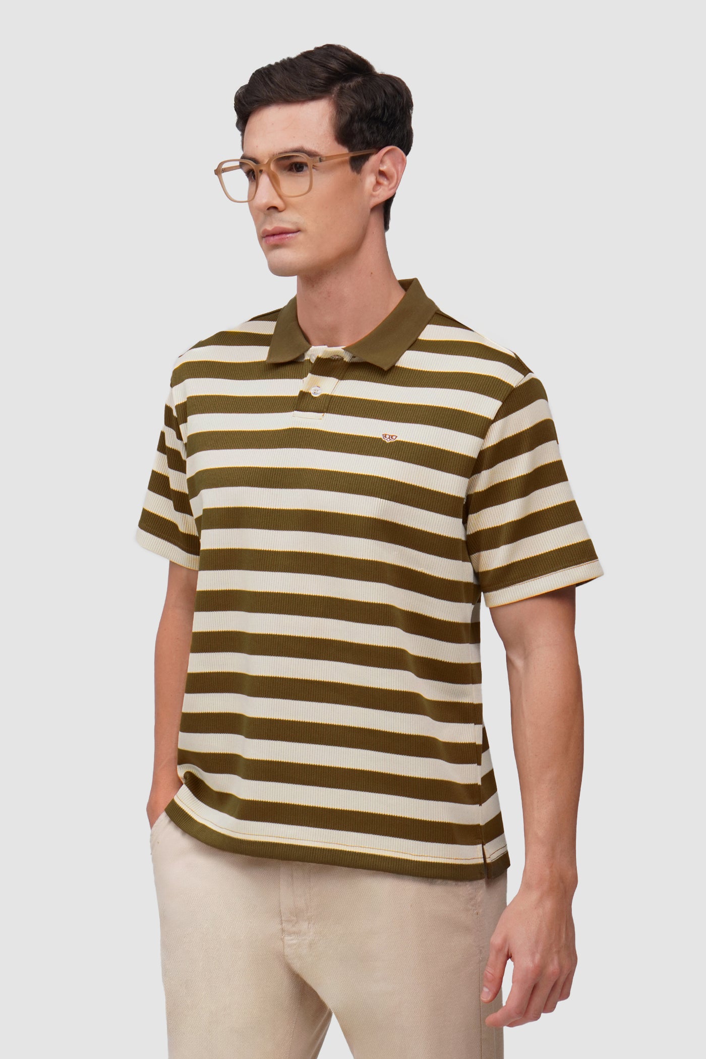 Regular Fit Rib Knit Striped Polo