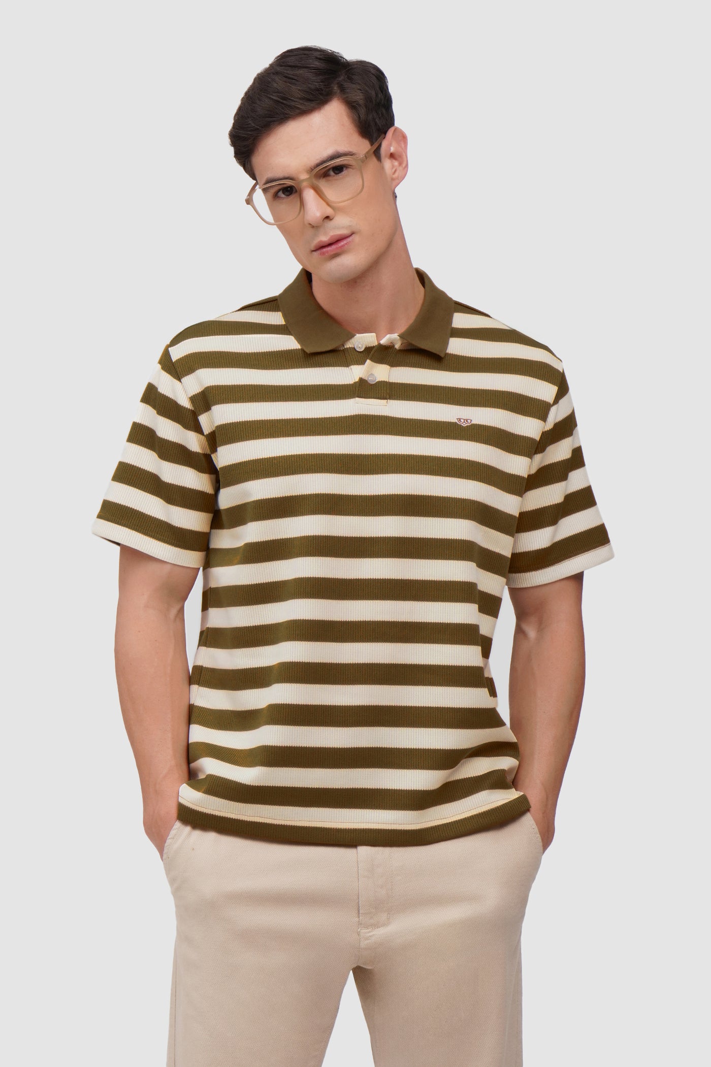 Regular Fit Rib Knit Striped Polo