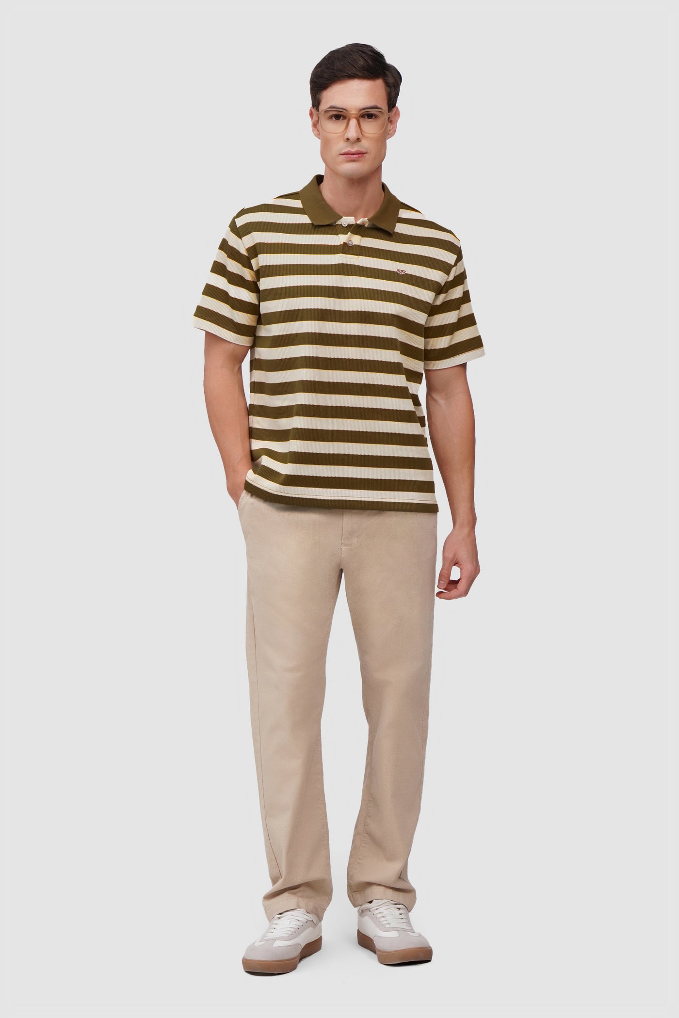 Regular Fit Rib Knit Striped Polo