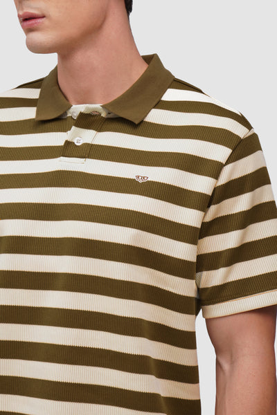 Regular Fit Rib Knit Striped Polo