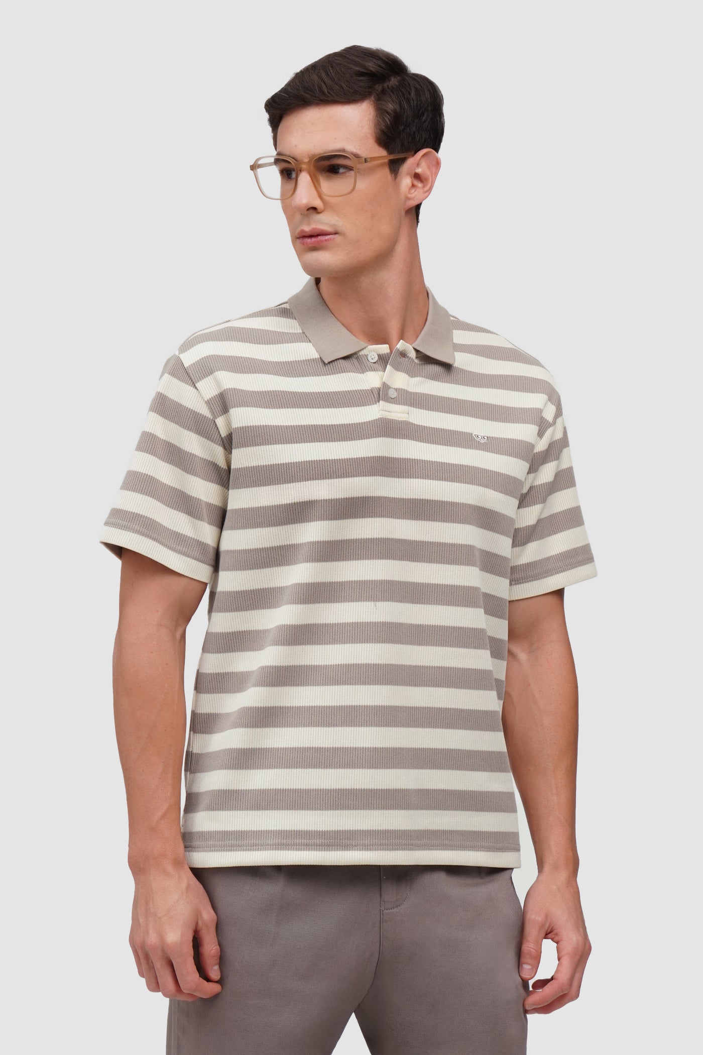 Regular Fit Rib Knit Striped Polo