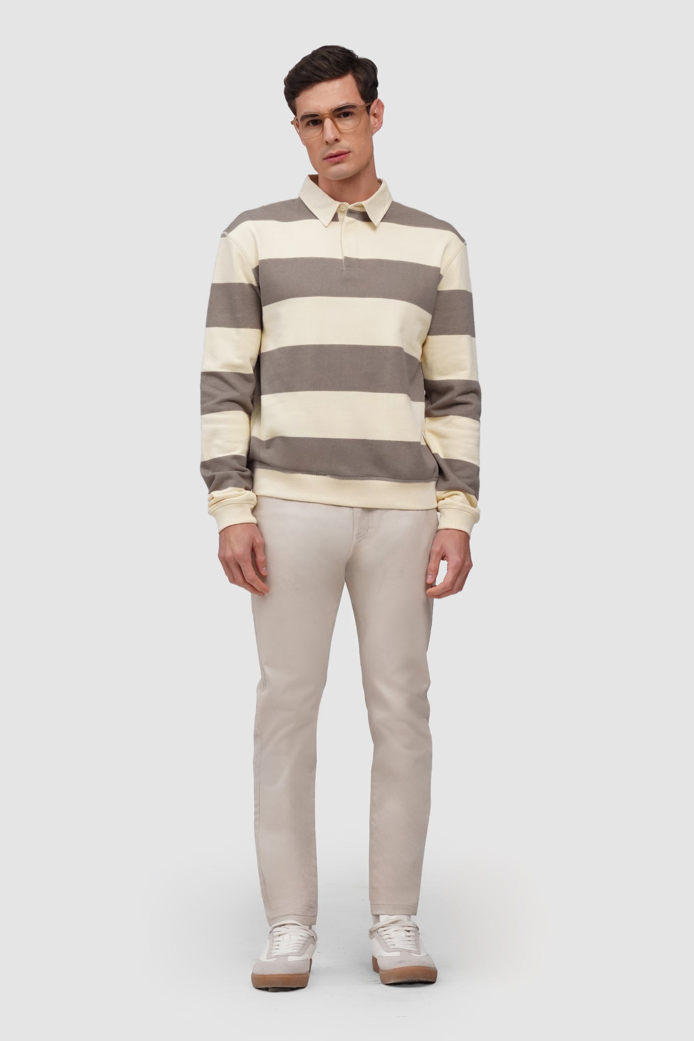 Wide Stripe Collared Pullover