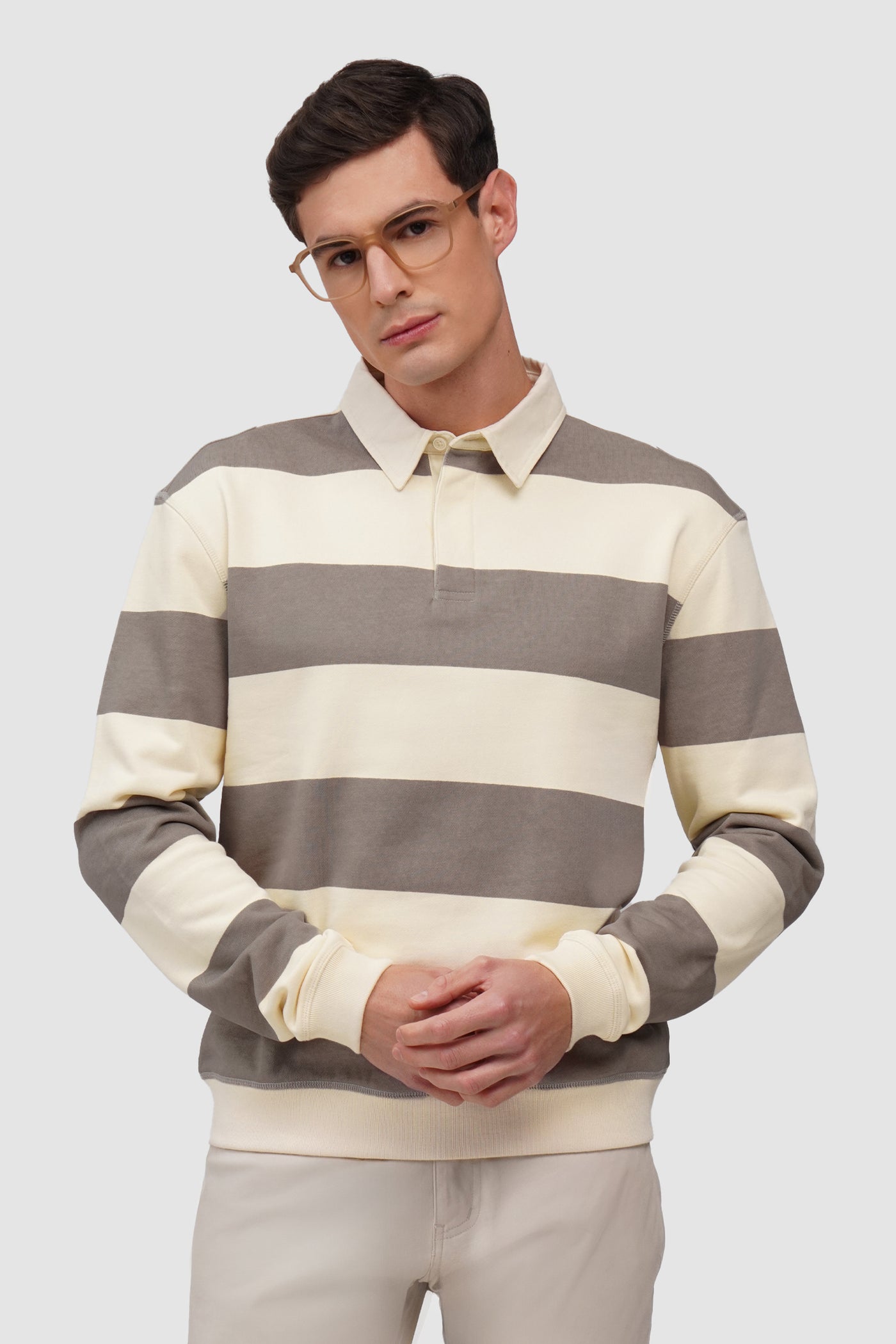 Wide Stripe Collared Pullover