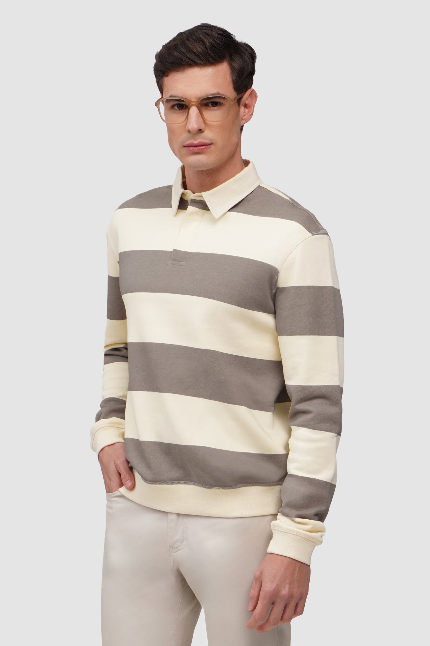 Wide Stripe Collared Pullover