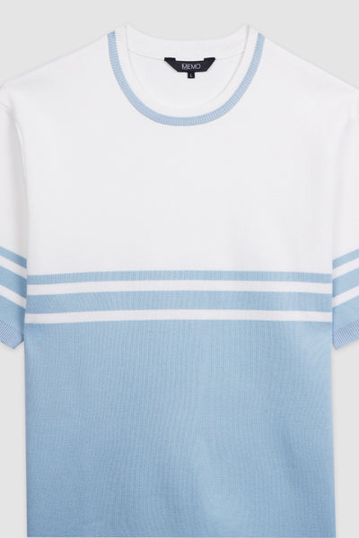 Regular Fit Flat Knit T-Shirt With Engineered Stripes