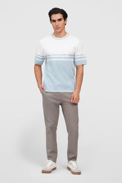 Regular Fit Flat Knit T-Shirt With Engineered Stripes