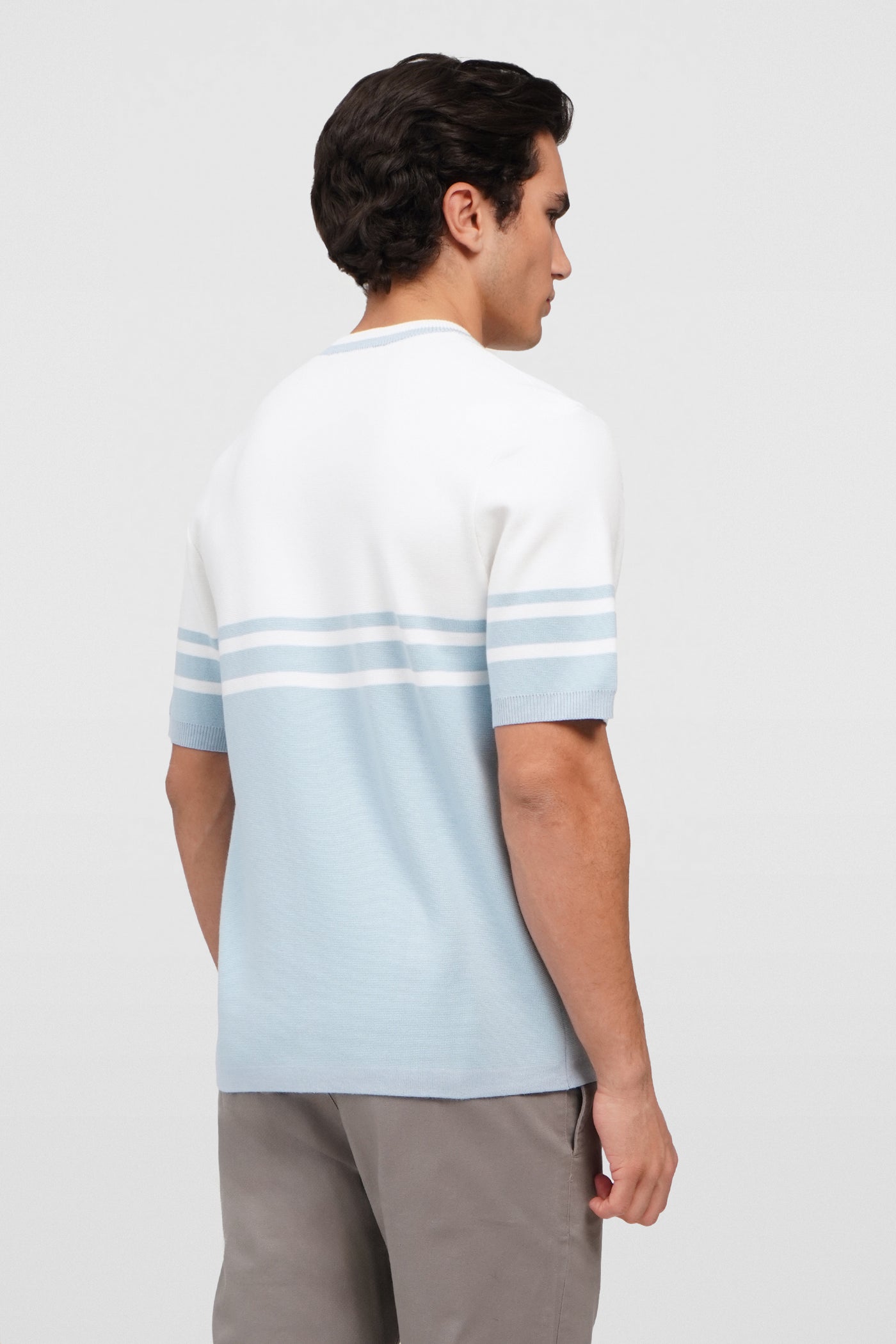 Regular Fit Flat Knit T-Shirt With Engineered Stripes