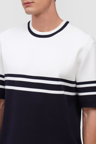 Regular Fit Flat Knit T-Shirt With Engineered Stripes