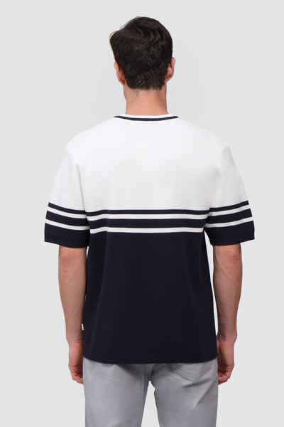 Regular Fit Flat Knit T-Shirt With Engineered Stripes