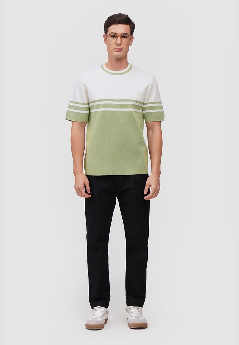 Regular Fit Flat Knit T-Shirt With Engineered Stripes