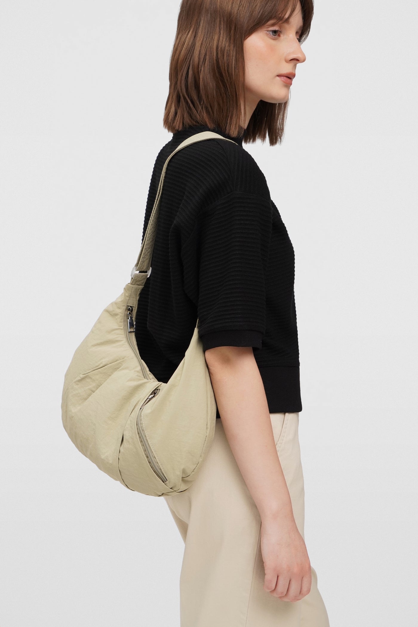 Nylon Crescent Shoulder Bag