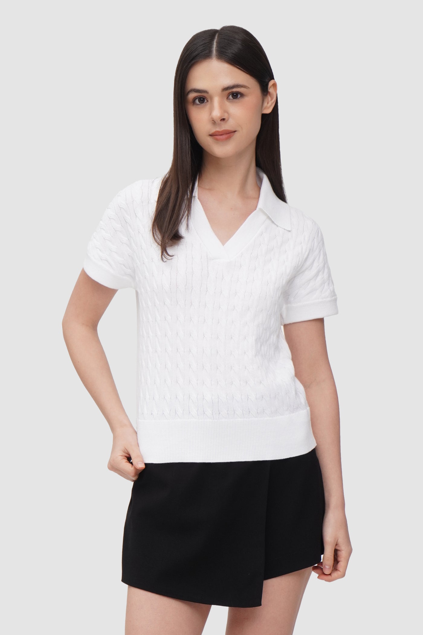 Textured V-neck Polo