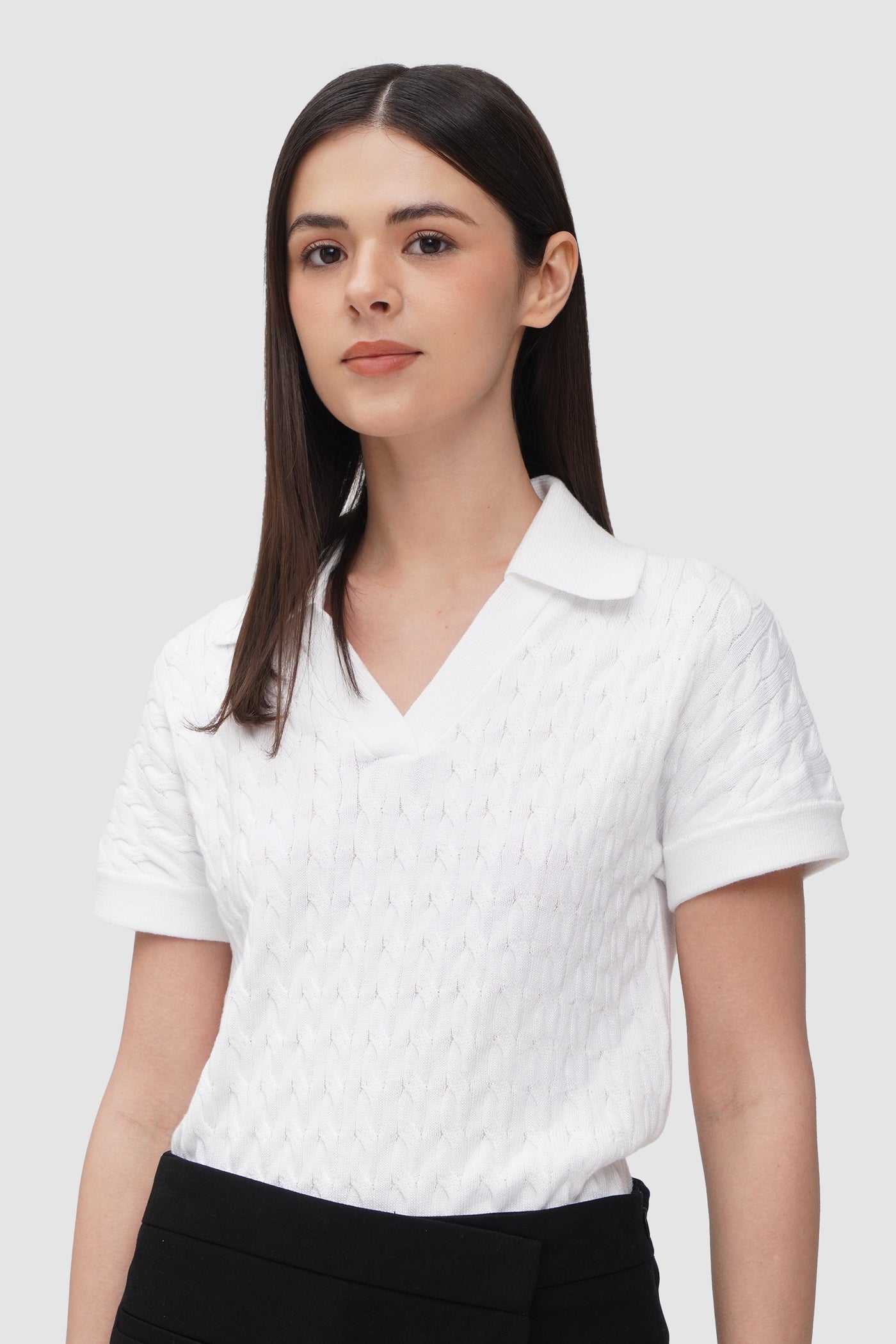 Textured V-neck Polo