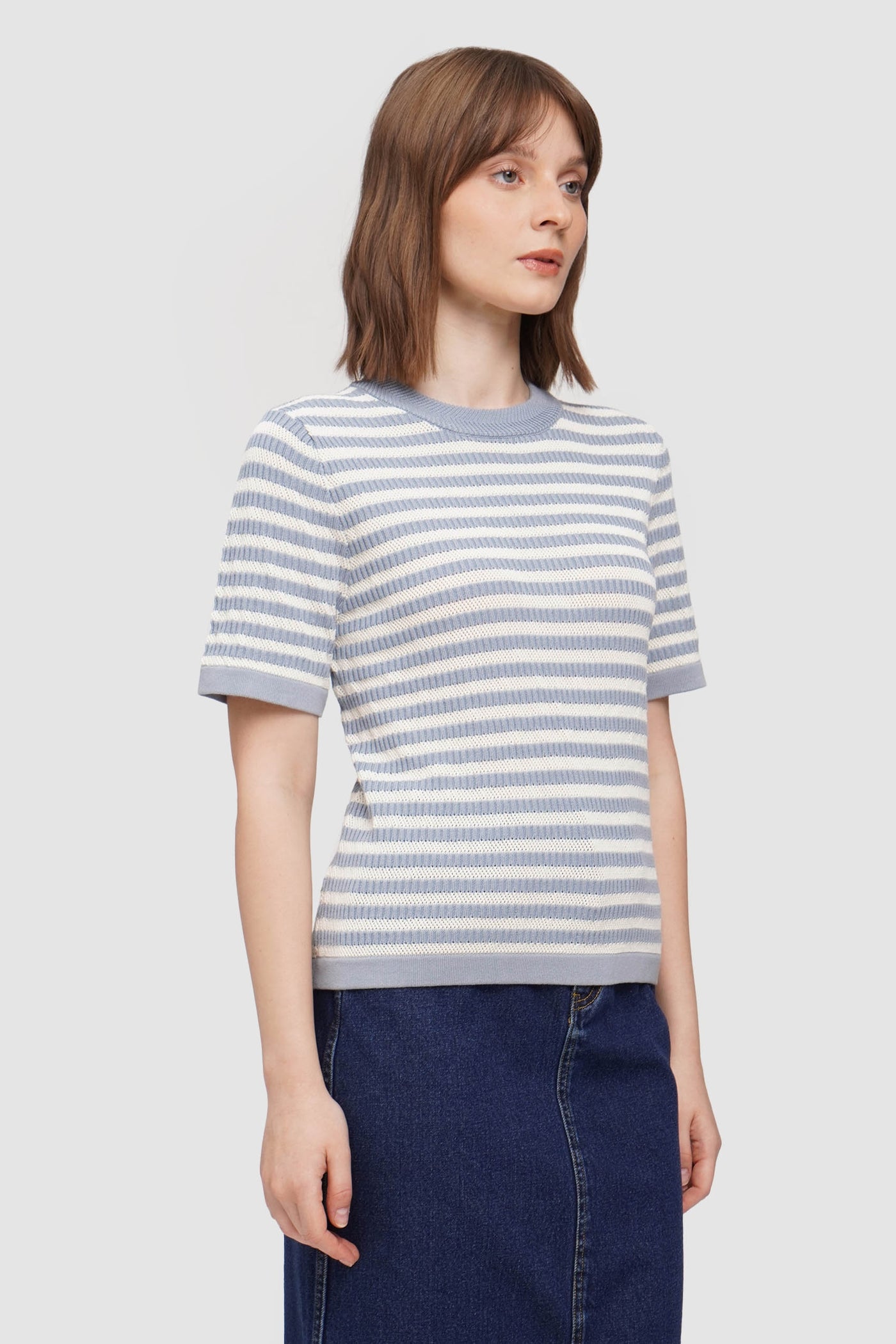 Textured Ribbing Striped Tee