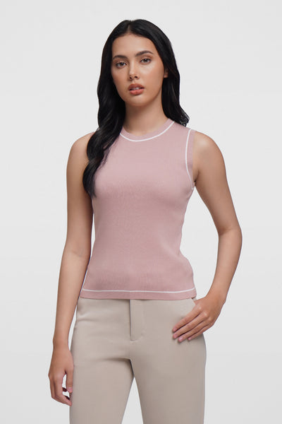 Sleeveless Top With Tipping