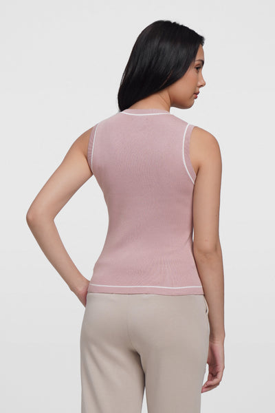 Sleeveless Top With Tipping