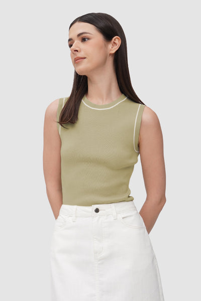 Sleeveless Top With Tipping