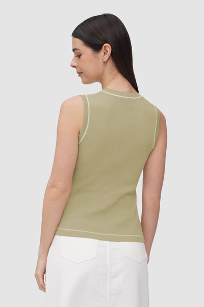 Sleeveless Top With Tipping