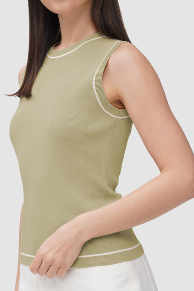 Sleeveless Top With Tipping