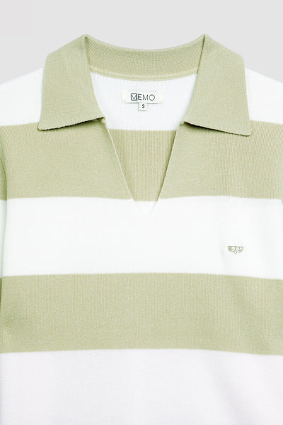 Stripe V-Neck Polo