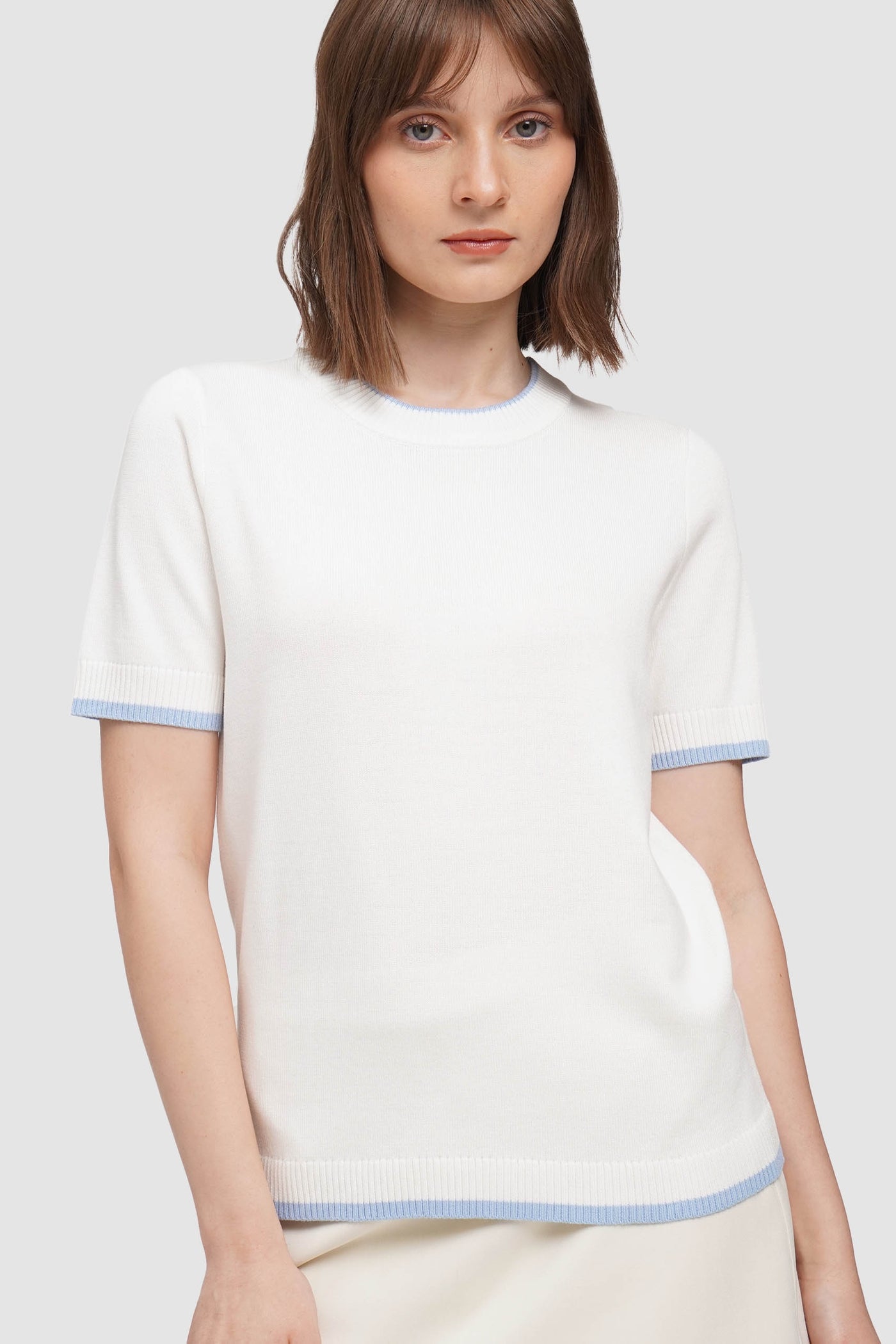 Flat Knit Tee With Contrast Tipping