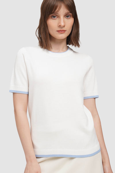 Flat Knit Tee With Contrast Tipping