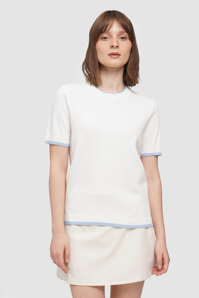 Flat Knit Tee With Contrast Tipping