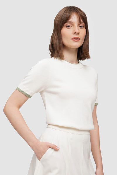 Flat Knit Tee With Contrast Tipping