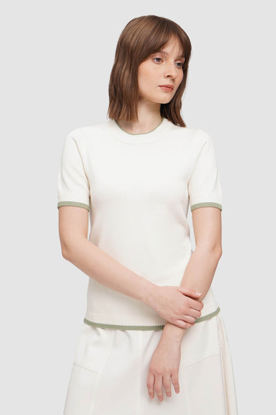 Flat Knit Tee With Contrast Tipping