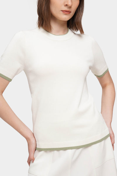 Flat Knit Tee With Contrast Tipping