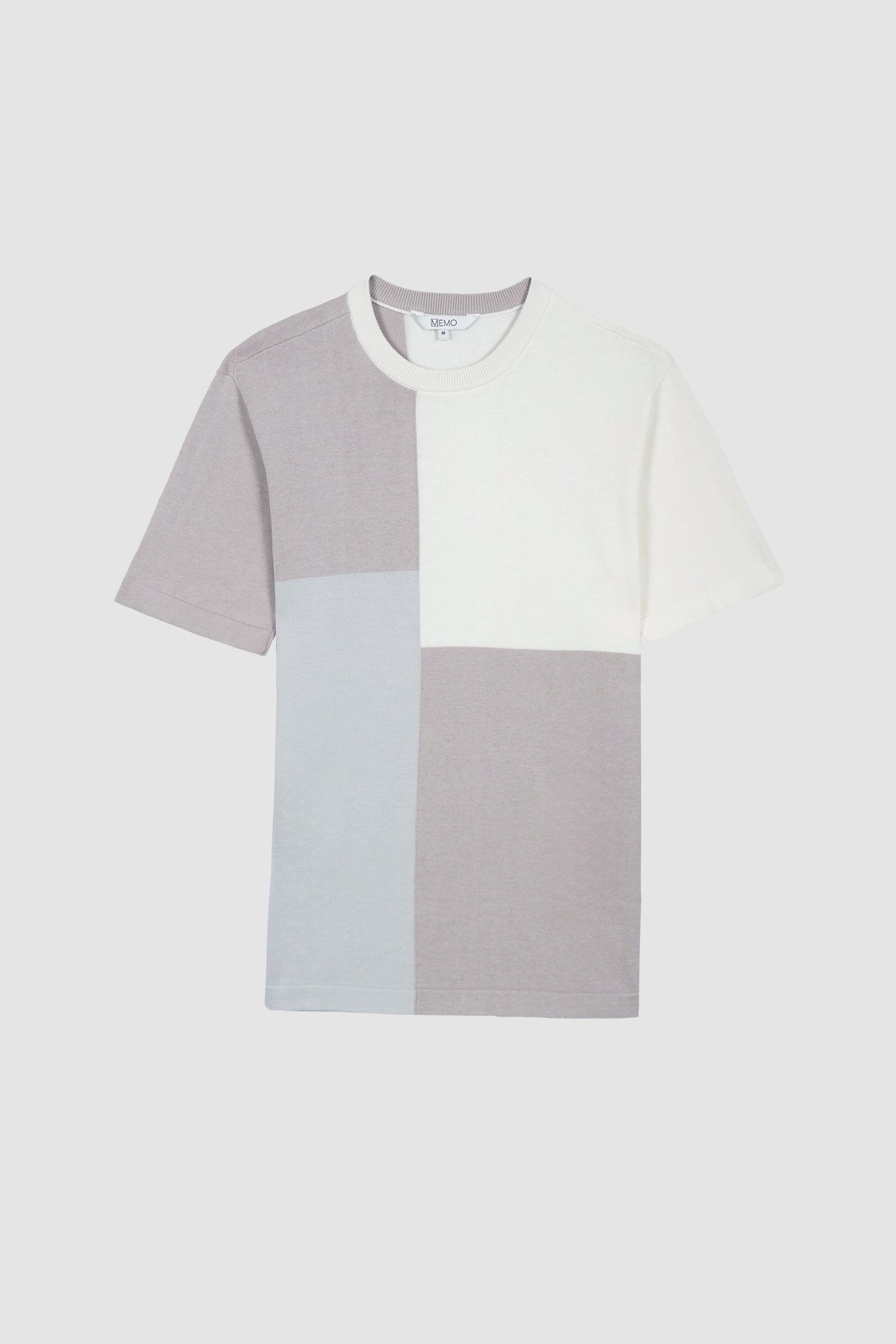 Regular Fit Flat Knit T-Shirt With Color Blocking Pattern