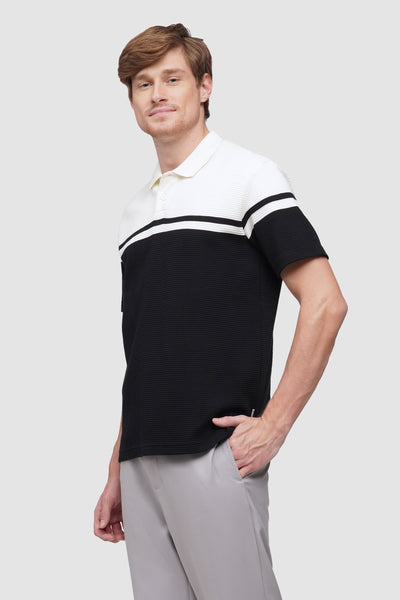 Color Blocking Textured Polo