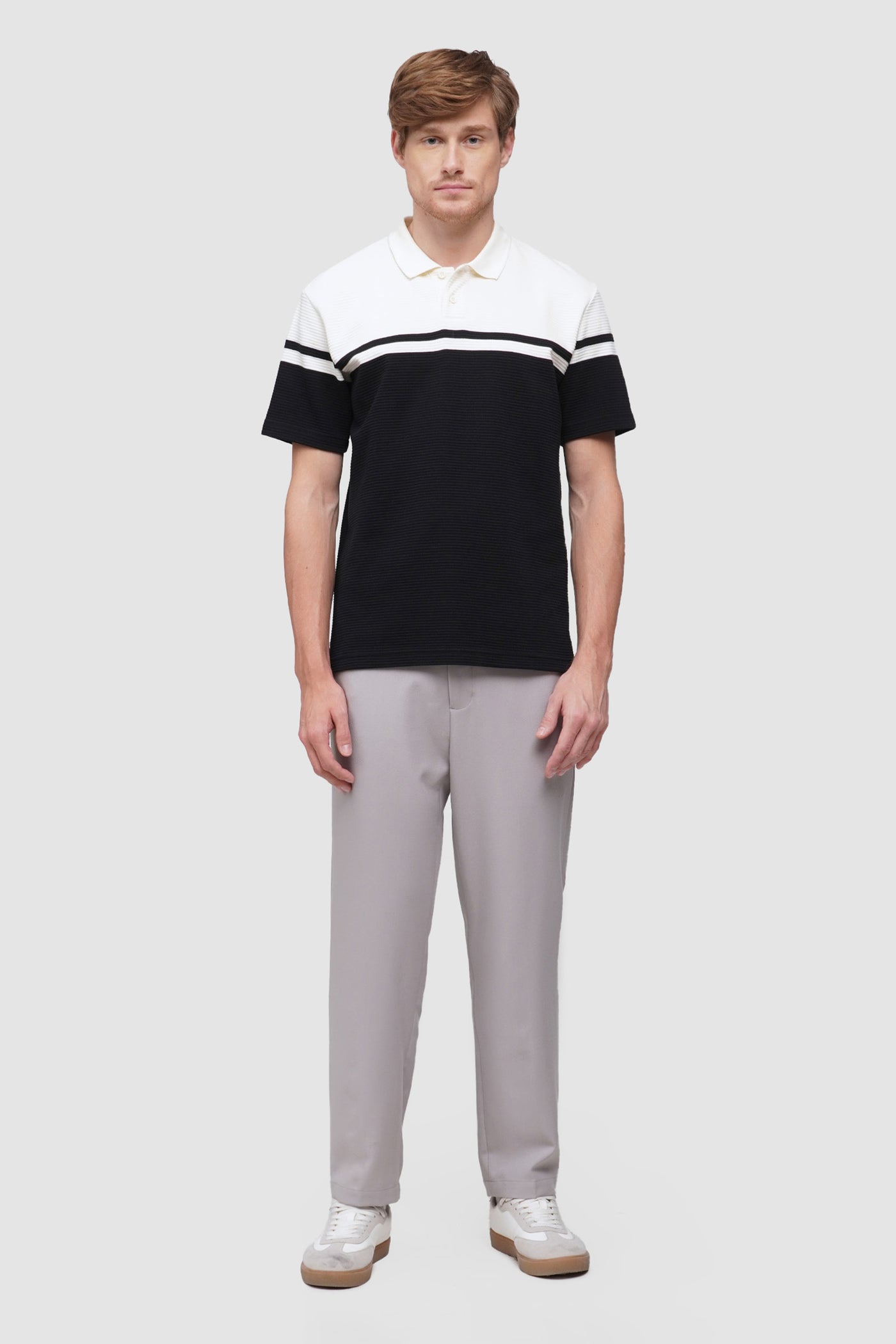 Color Blocking Textured Polo