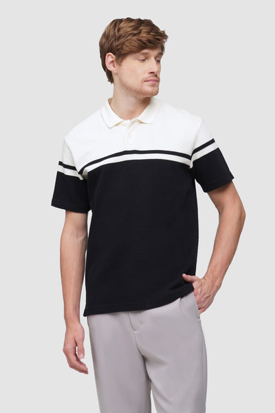 Color Blocking Textured Polo