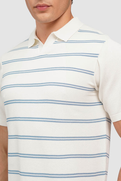 Flat Knit Striped Polo
