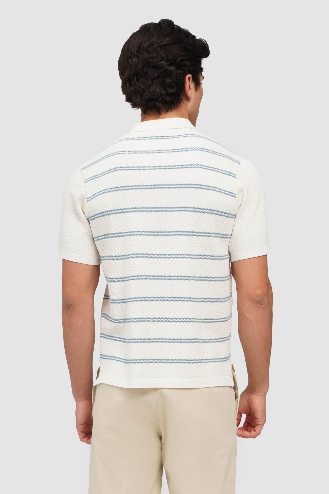 Flat Knit Striped Polo