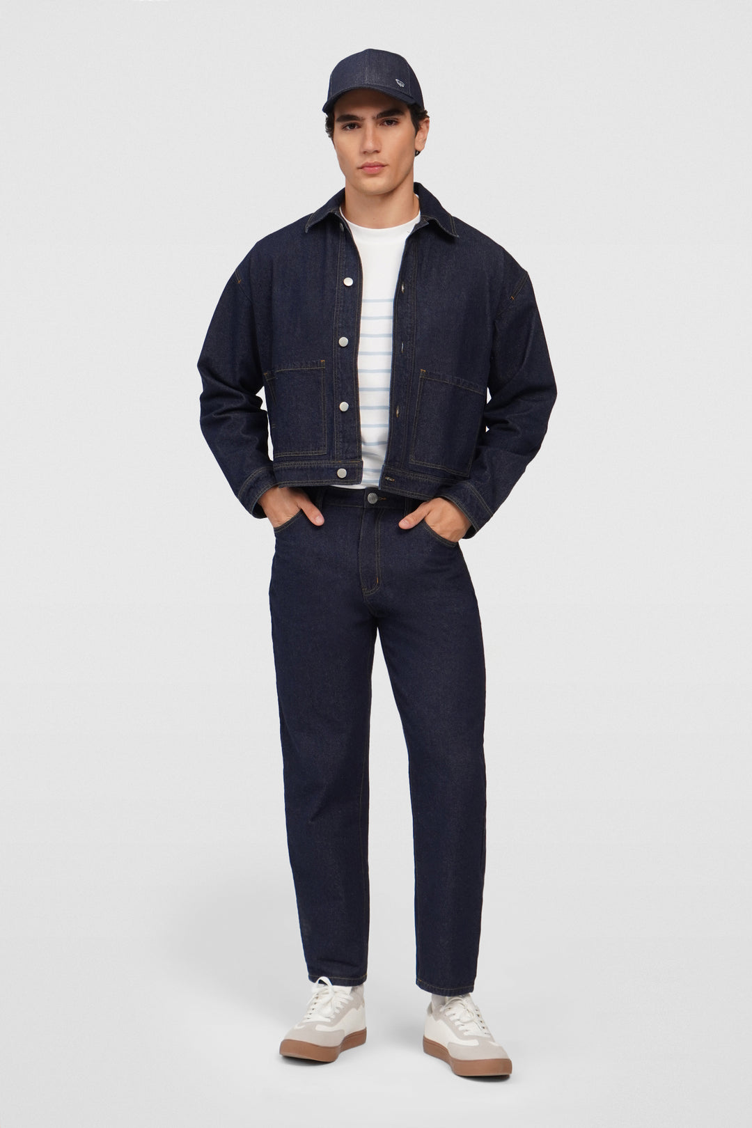 【Anyone more】Demi Denim Black Blue Short Jacket denim_9725ba26-c76b-4b33-8d22-