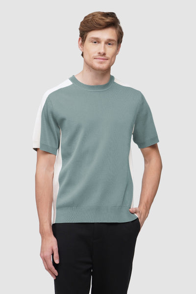 Textured Color Blocking Flat Knit T-Shirt
