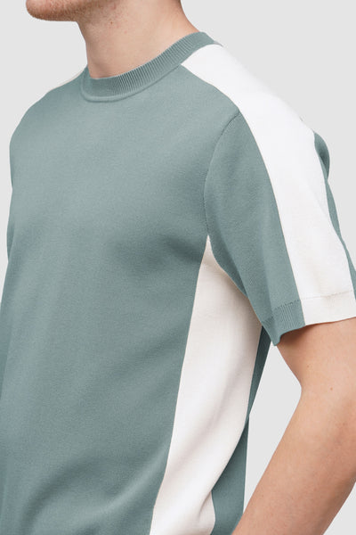 Textured Color Blocking Flat Knit T-Shirt