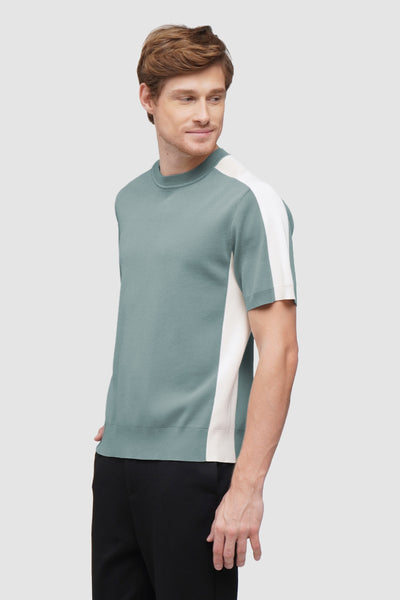 Textured Color Blocking Flat Knit T-Shirt