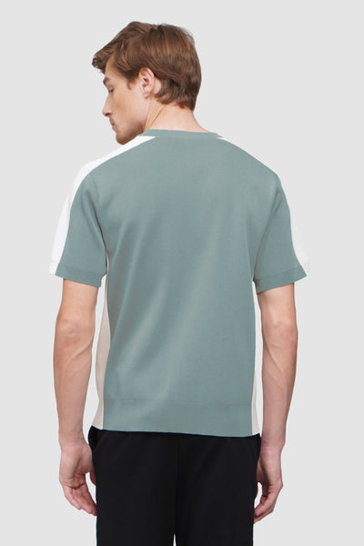 Textured Color Blocking Flat Knit T-Shirt