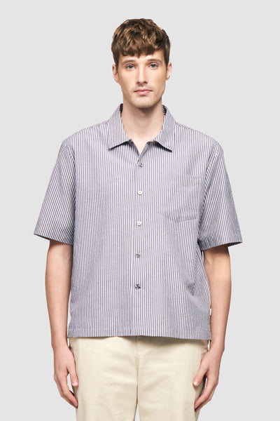 Seersucker Boxy Striped Shirt
