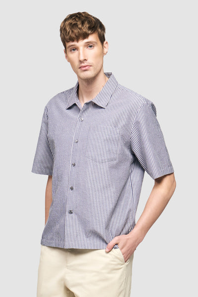 Seersucker Boxy Striped Shirt